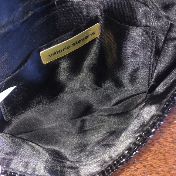 Valerie Stevens Black & Gold Tone Vintage Seed Bead Beaded Evening Bag Clutch - Picture 10 of 14